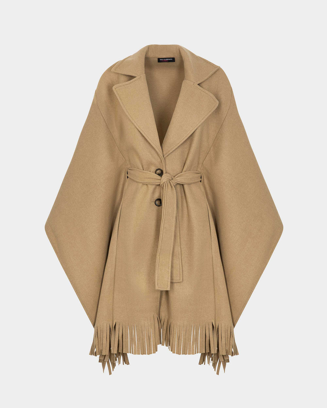 Cappotto Mantella con frange e cintura