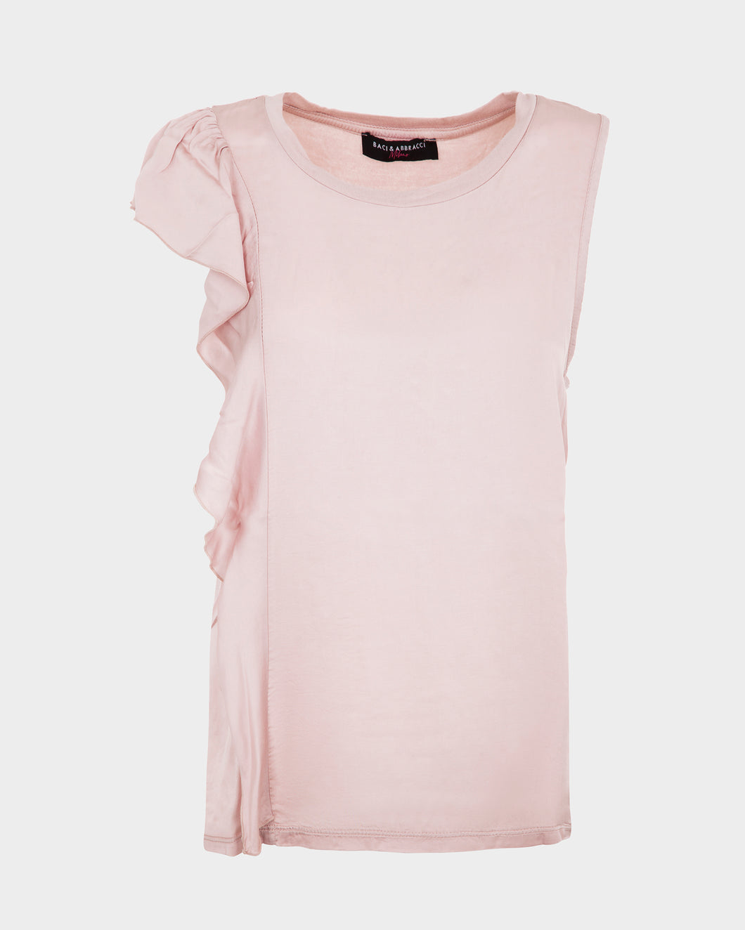 T-shirt smanicata con volant