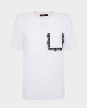 Carica l&#39;immagine nel visualizzatore di Gallery, T-shirt in cotone con taschino pizzo
